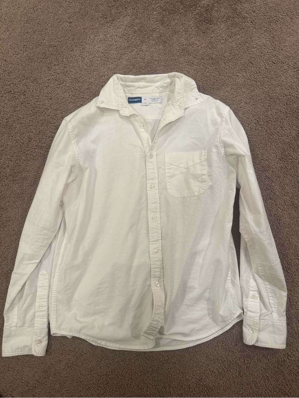 Old Navy Men's White Long-Sleeve Button Shirt
